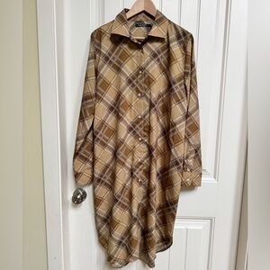 Lauren Ralph Lauren Tan Plaid Midi Shirt Dress. Size 16